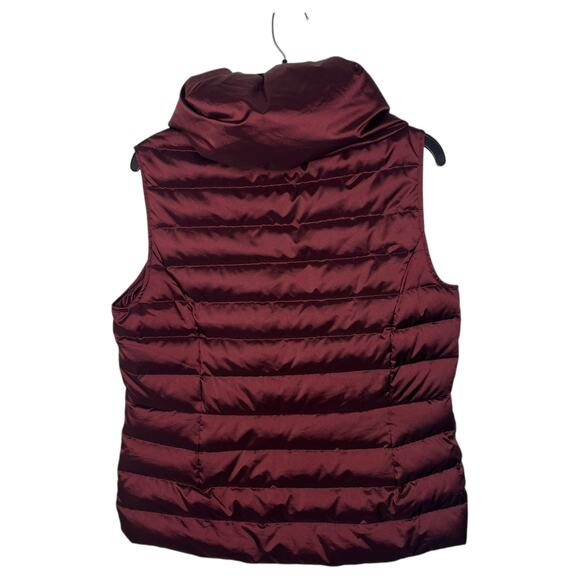 Lands' End Women's Vest Size M 10 12 Burgundy Red Puffer Full Zip Down - Picture 2 of 8